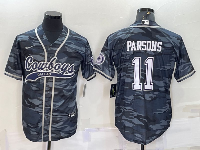 Dallas Cowboys #11 Micah Parsons Baseball Jersey Camo