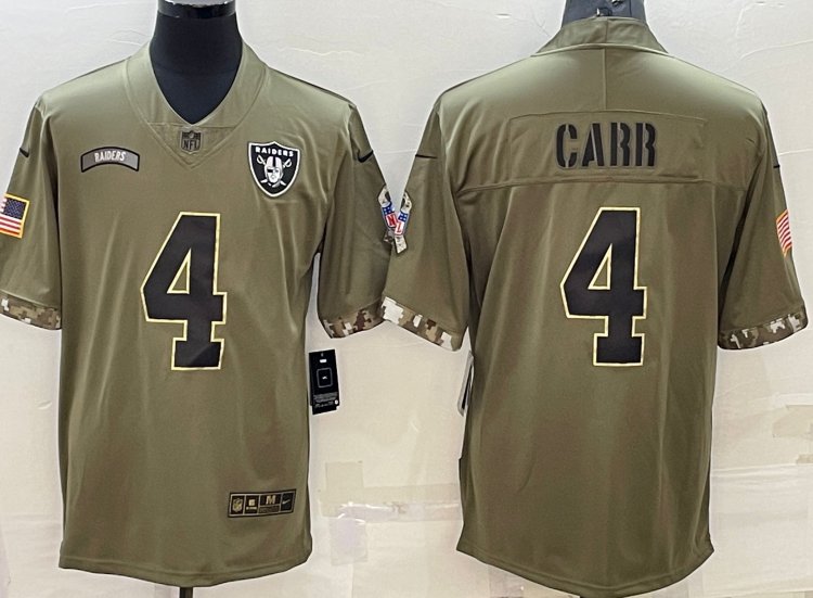 Las Vegas Raiders jersey WOMEN'S Derek Carr #4 Salute to Service