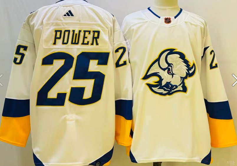 Adidas Buffalo Sabres 25 Owen Power 2023 Reverse Jersey White
