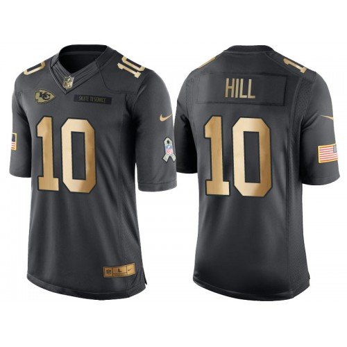 Chiefs #10 Tyreek Hill Anthracite Gold Special Edition Salute to Service  Jersey