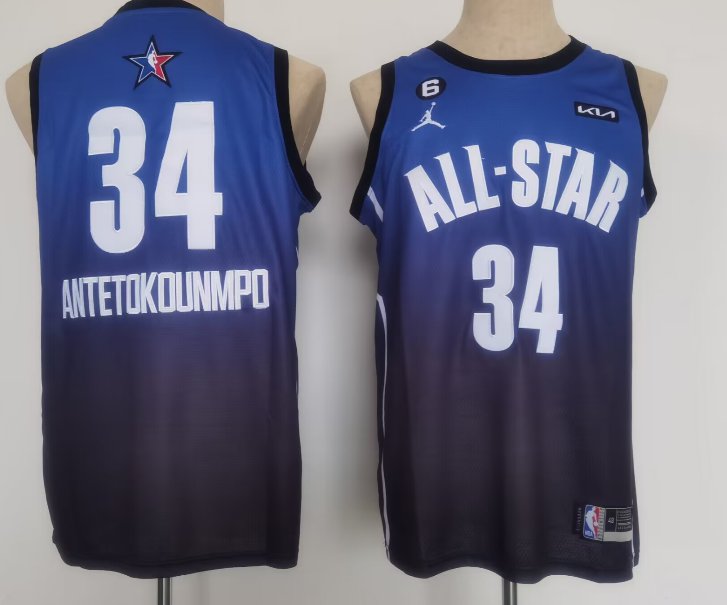 Milwaukee Bucks #34 Giannis Antetokounmpo 2023 All Star Jersey Blue