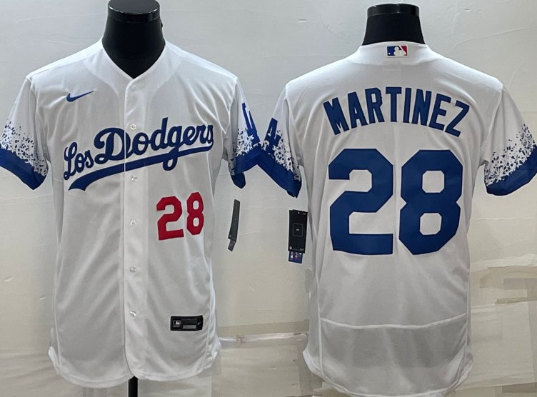Los Angeles Dodgers #28 J.D. Martinez Flexbase Jersey White City