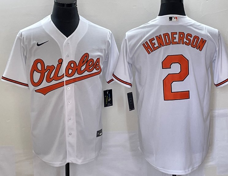 Nike Men's Baltimore Orioles Gunnar Henderson #2 Home Cool Base Jersey - White - M Each