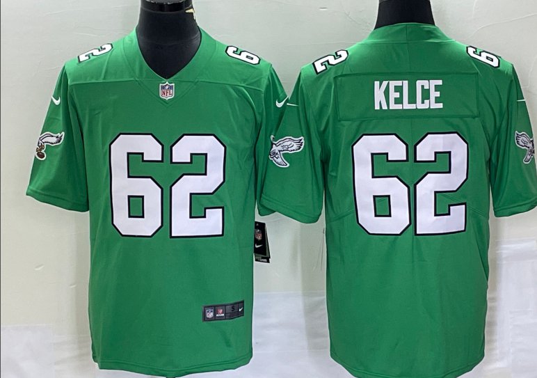 Philadelphia Eagles #62 Jason Kelce Throwback jerseys Apple Green