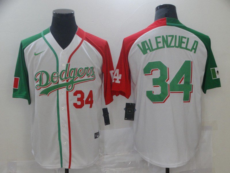 MLB Dodgers 34 Fernando Valenzuela Green Mexico Nike Cool Base Men Jersey