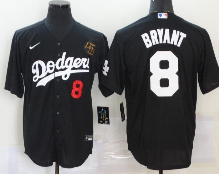 Los Angeles Dodgers #8 Kobe Bryant with KB Patch Jersey Black