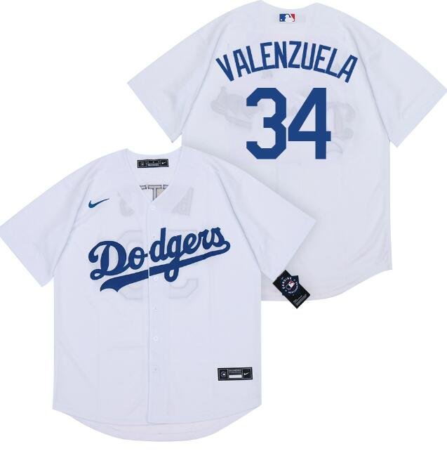 Los Angeles Dodgers #34 Fernando Valenzuela White Cool Base Jersey