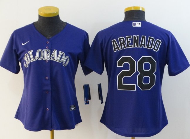 Nolan Arenado #28 Colorado Rockies Purple Flex Base Jersey - Cheap