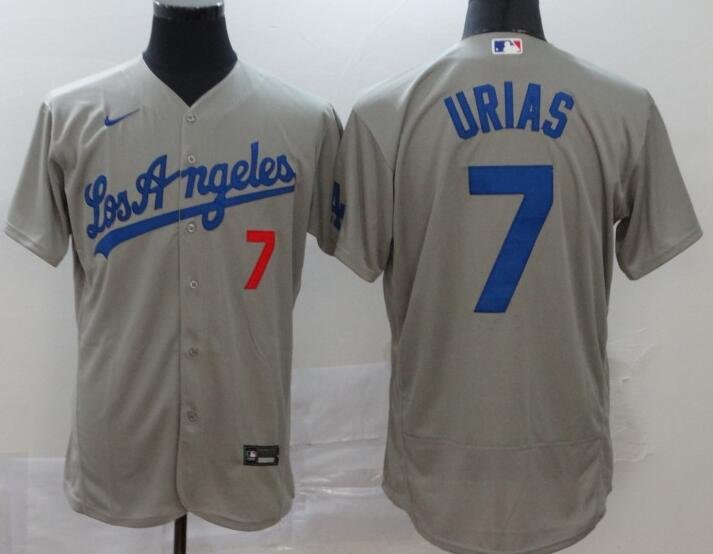 Men's Los Angeles Dodgers #7 Julio Urias Grey Flexbase Authentic Collection  Baseball Jersey