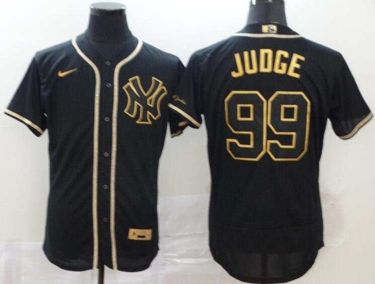 New York Yankees #99 Aaron Judge Black Gold Flex Base Stitched Baseball  Jersey