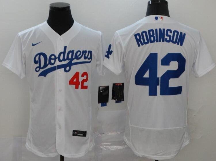 Men's Los Angeles Dodgers #42 Jackie Robinson Grey Flexbase