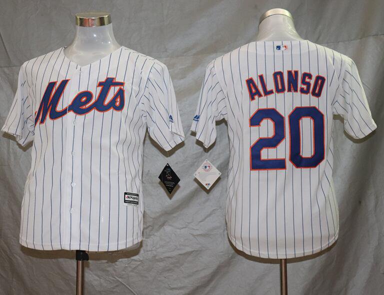 Youth New York Mets 20 Pete Alonso Baseball Jersey White