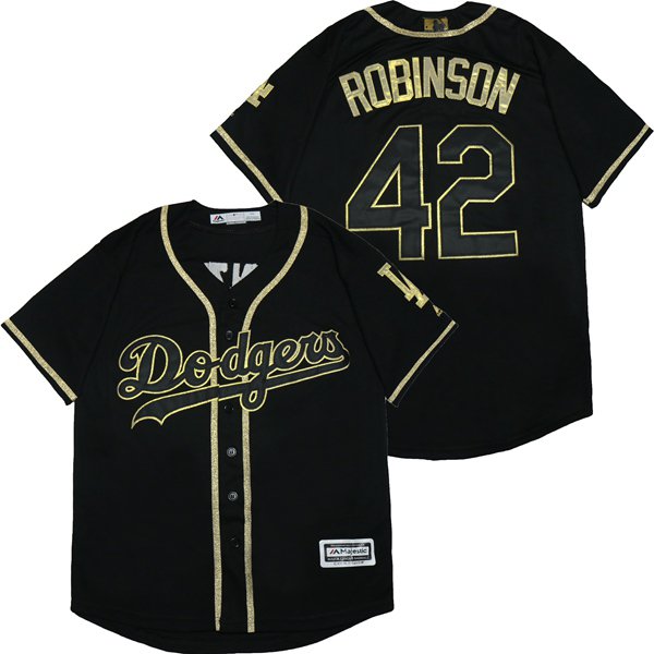 Detroit Tigers #42 Jackie Robinson Mlb Golden Brandedition Black