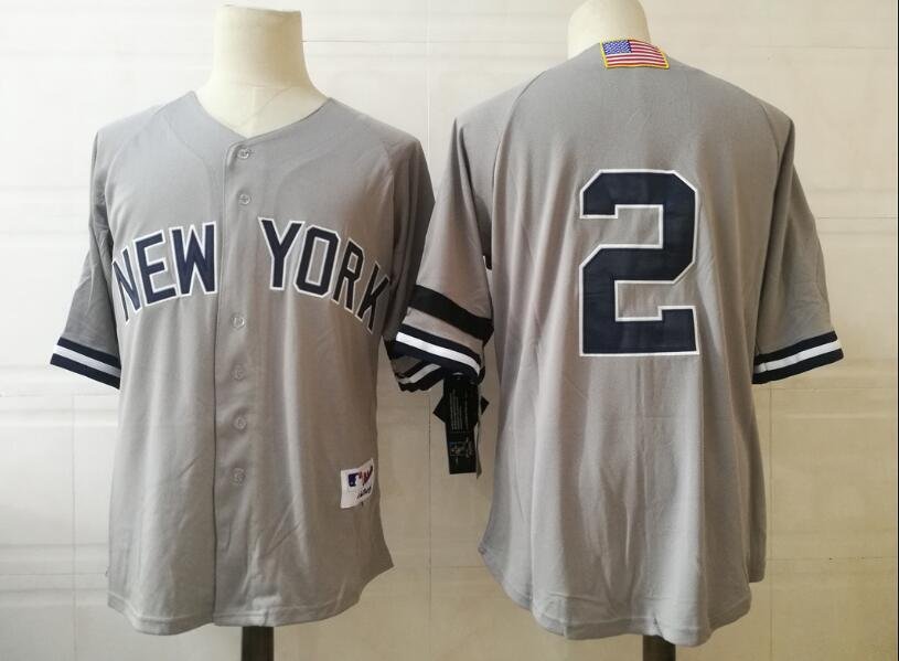 New York Yankees Derek Jeter, Authentic Road Away Jersey 2001 Flag