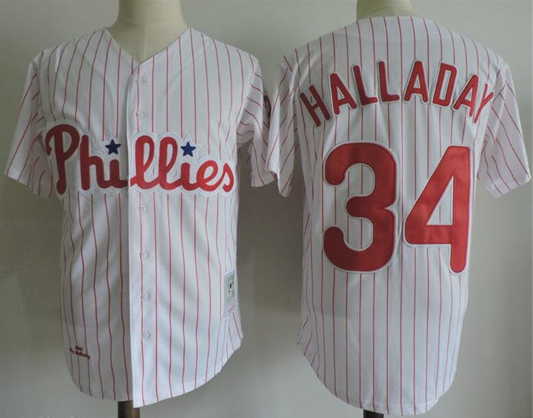 34 ROY HALLADAY Philadelphia Phillies MLB Pitcher White PS Mint Throwback  Jersey