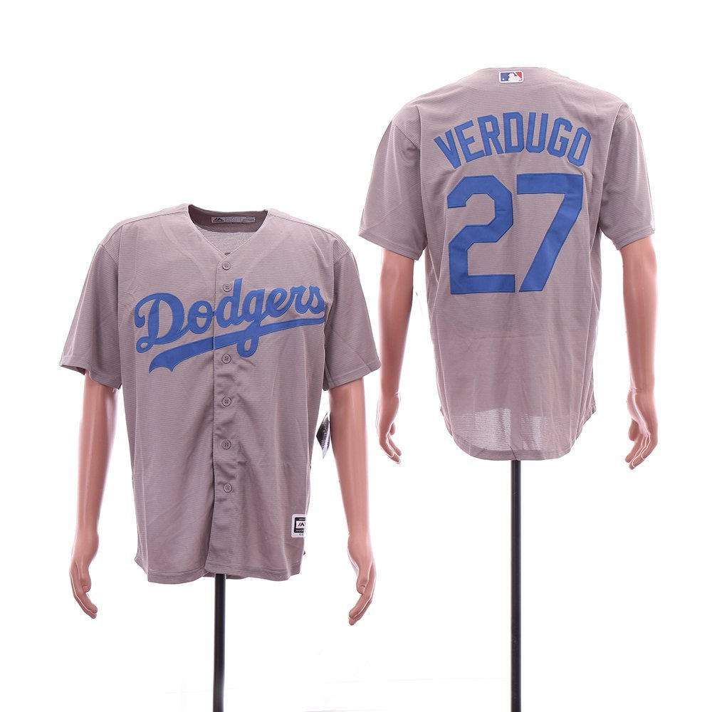 Los Angeles Dodgers #27 Alex Verdugo Grey Cool Base Stitched Youth MLB  Jersey