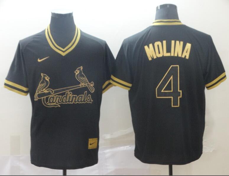 Men's St. Louis Cardinals #4 Yadier Molina Authentic Black Fashion