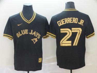 MLB Blue Jays 27 Vladimir Guerrero Jr. Black Gold Flexbase Men Jersey