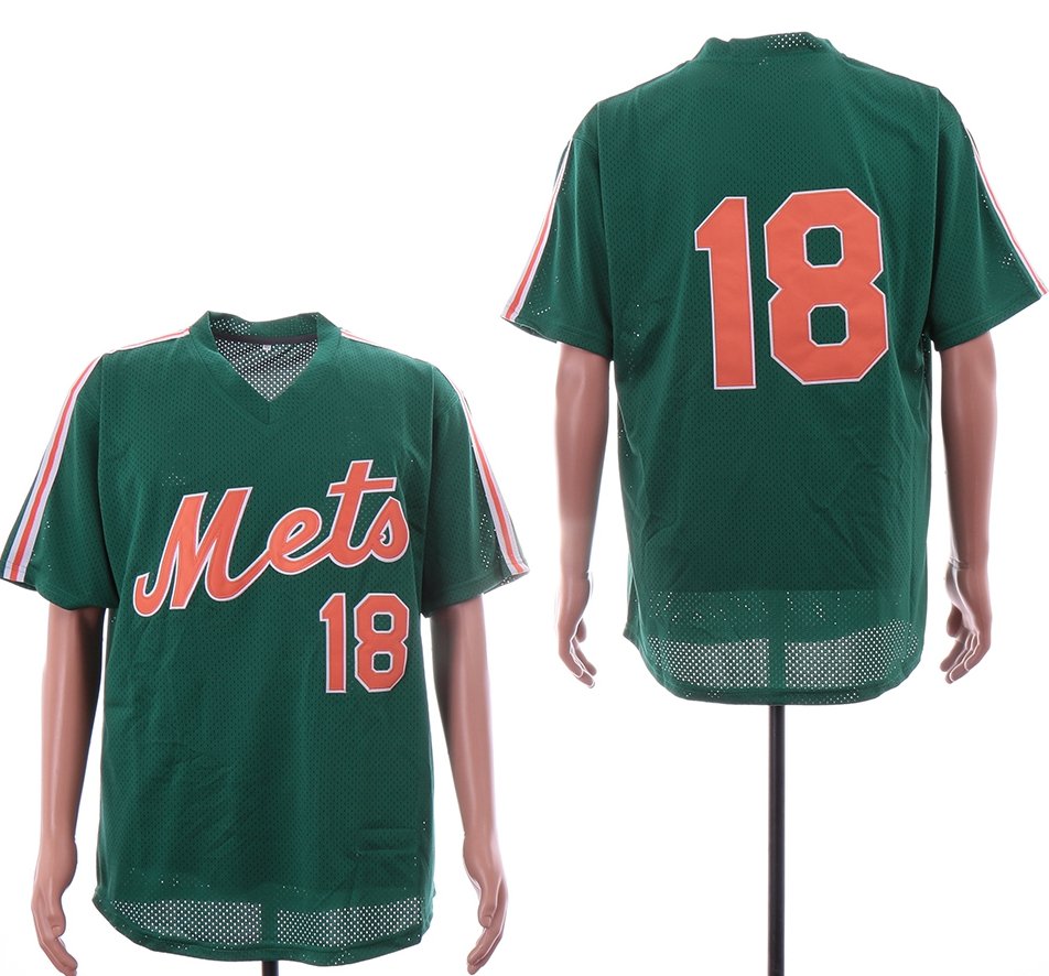 New York Mets #18 Darryl Strawberry Throwback Jersey Green