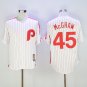 Philadelphia Phillie 45 Tug McGraw Baseball Jersey White red stripes Retro