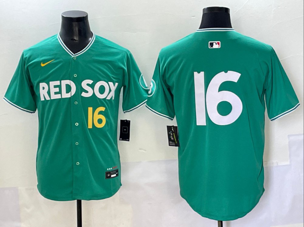 Boston Red Sox #16 City Connect Limited Player Jersey Green