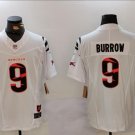 Cincinnati Bengals #9 Joe Burrow Fashion w  C Patches Jersey White