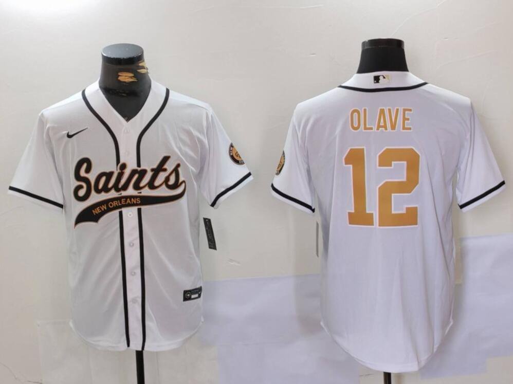 New Orleans Saints #12 Chris Olave Baseball Jersey White