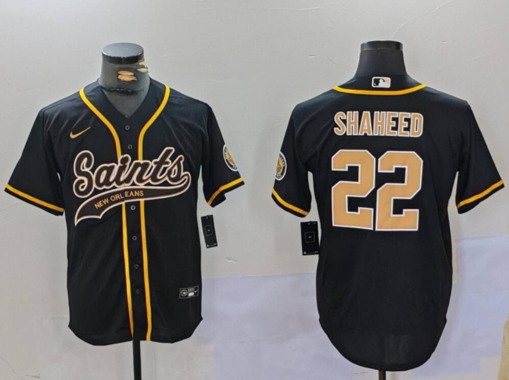 New Orleans Saints #22 Rashid Shaheed Baseball Jersey Black