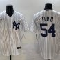 New York Yankees #54 Max Fried Pinstripes Cool Base Jersey White