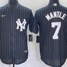 New York Yankees #7 Mickey Mantle Pinstrip Cool Base Jersey Black