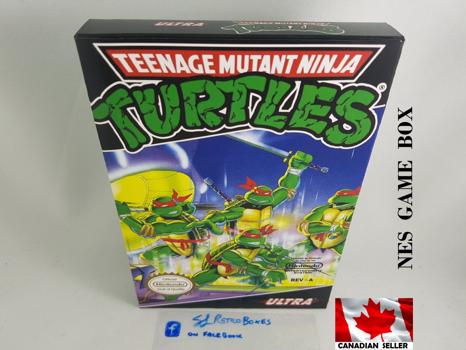 TEENAGE MUTANT NINJA TURTLES - NES, Nintendo Replacement Custom BOX with Dust Cover & PVC Protector