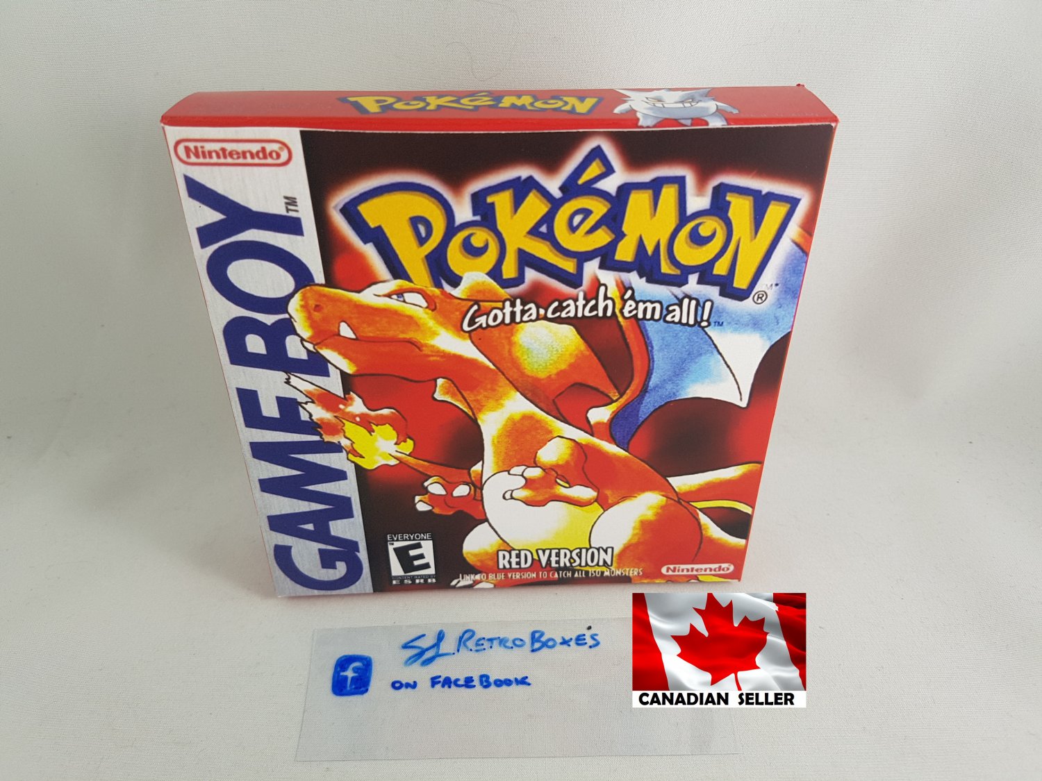 POKEMON RED - Nintendo Game Boy Custom Replacement Box optional w/ Insert Tray & PVC Protector