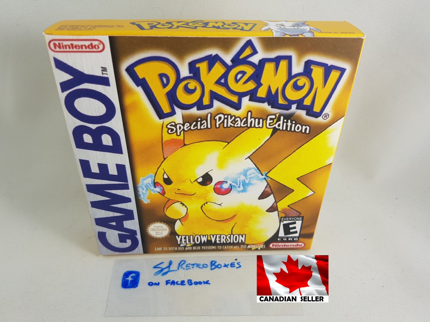 POKEMON YELLOW - Nintendo Game Boy Custom Replacement Box optional w/ Insert Tray & PVC Protector