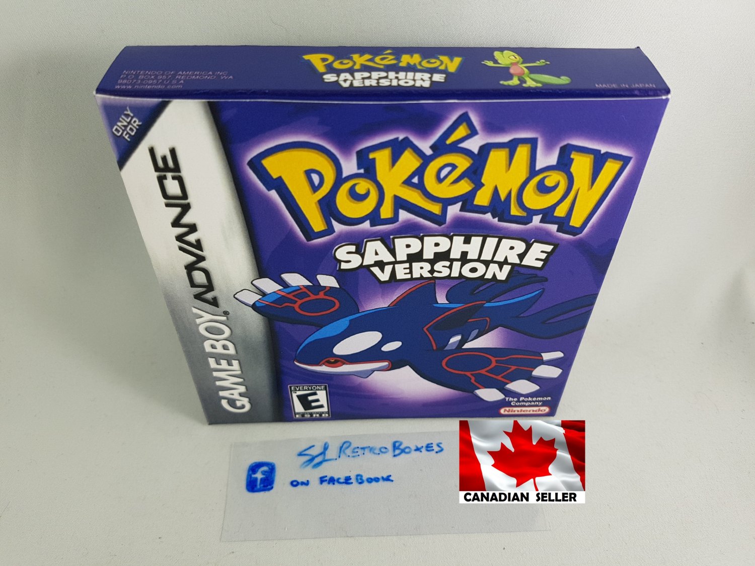 POKEMON SAPPHIRE - Nintendo GBA Custom Replacement Box with Insert Tray & PVC Protector