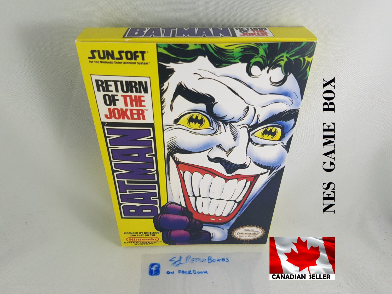 BATMAN RETURN OF JOKER - NES, Nintendo Custom Replacement BOX w/ Dust Cover & PVC Protector