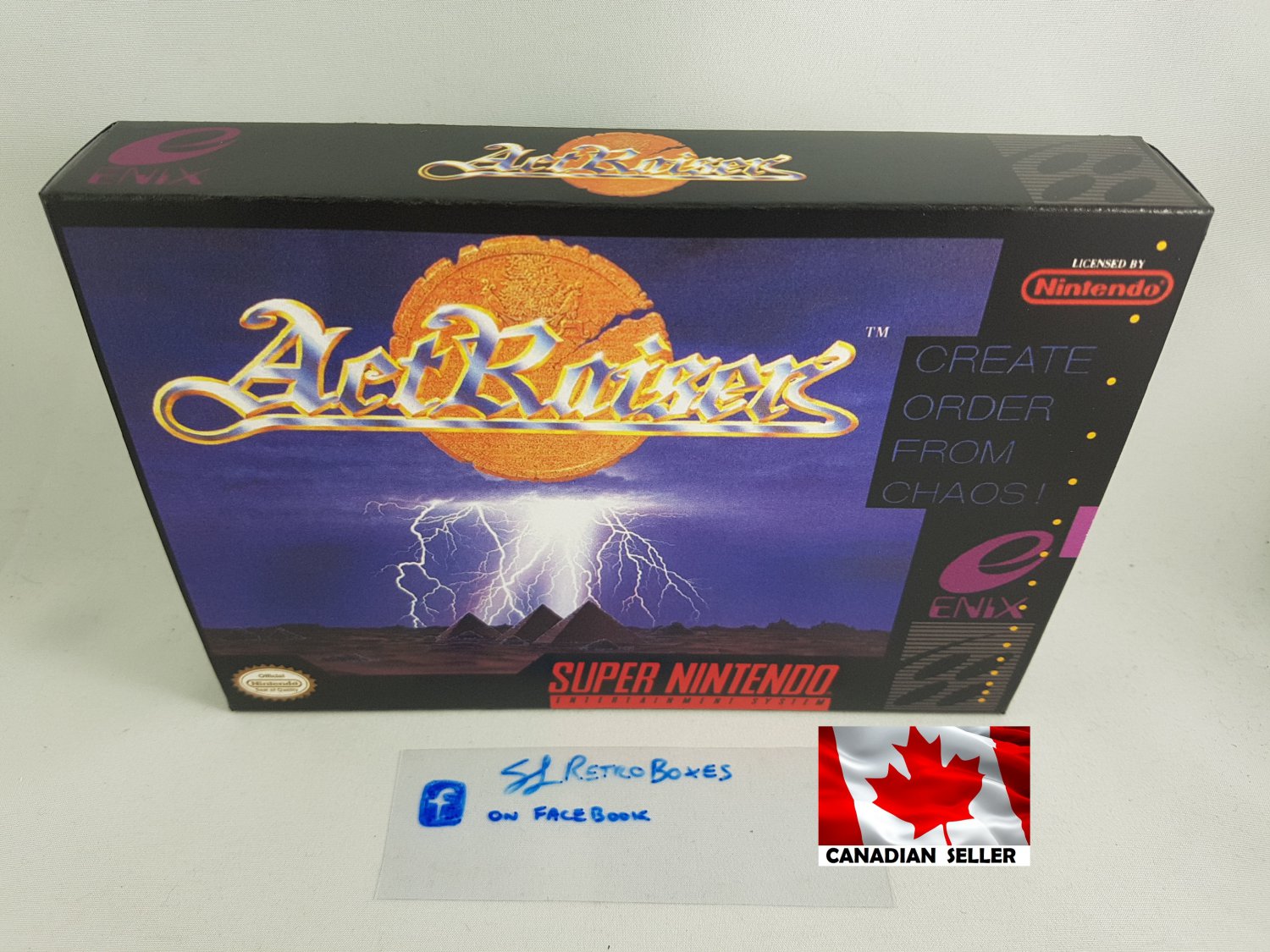 ACTRAISER - SNES, Super Nintendo Custom Replacement Box optional w/ Insert Tray & PVC Protector