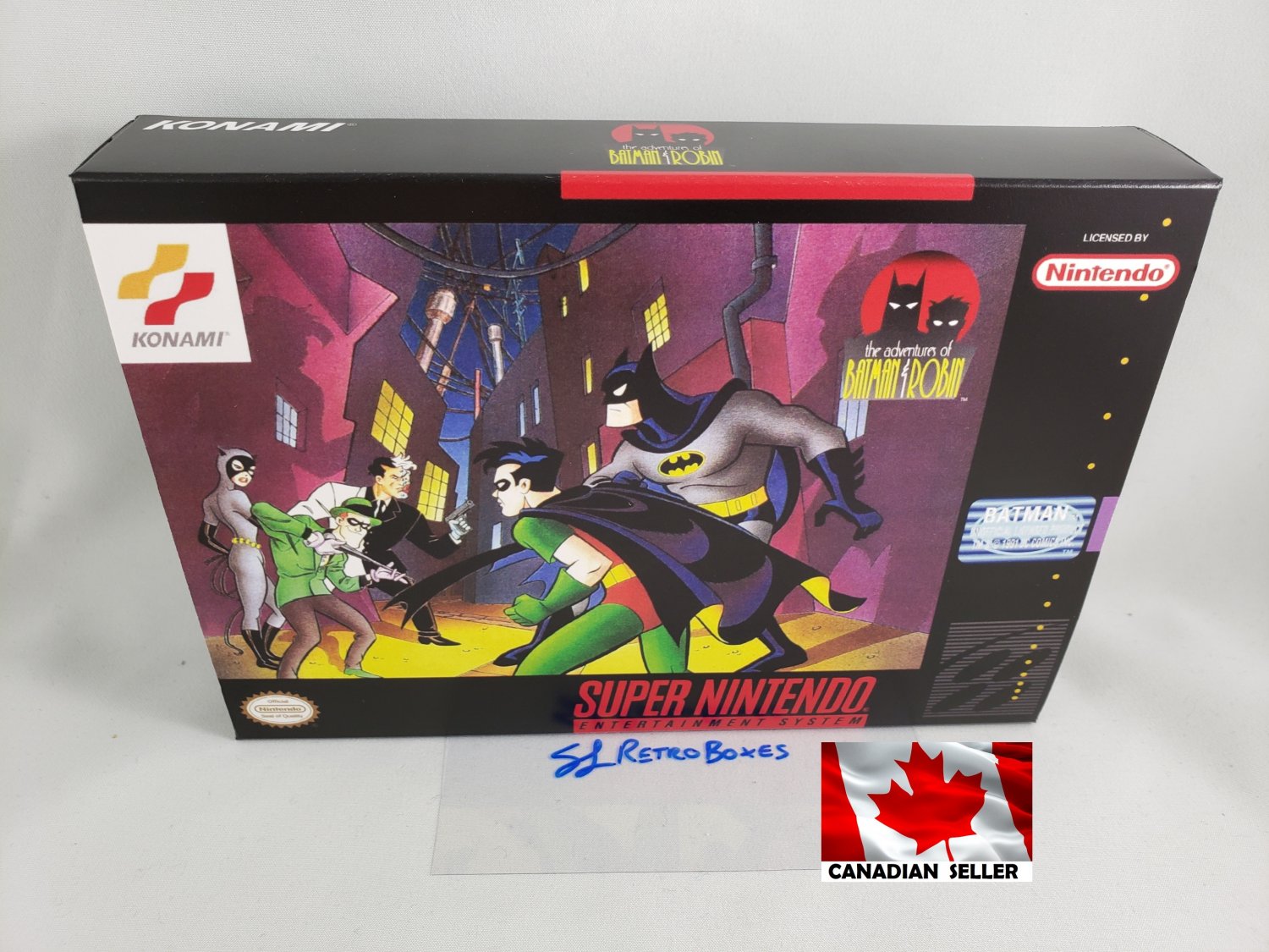 ADVENTURES OF BATMAN & ROBIN - SNES, Super Nintendo Custom Box w/ Insert Tray & PVC Protector