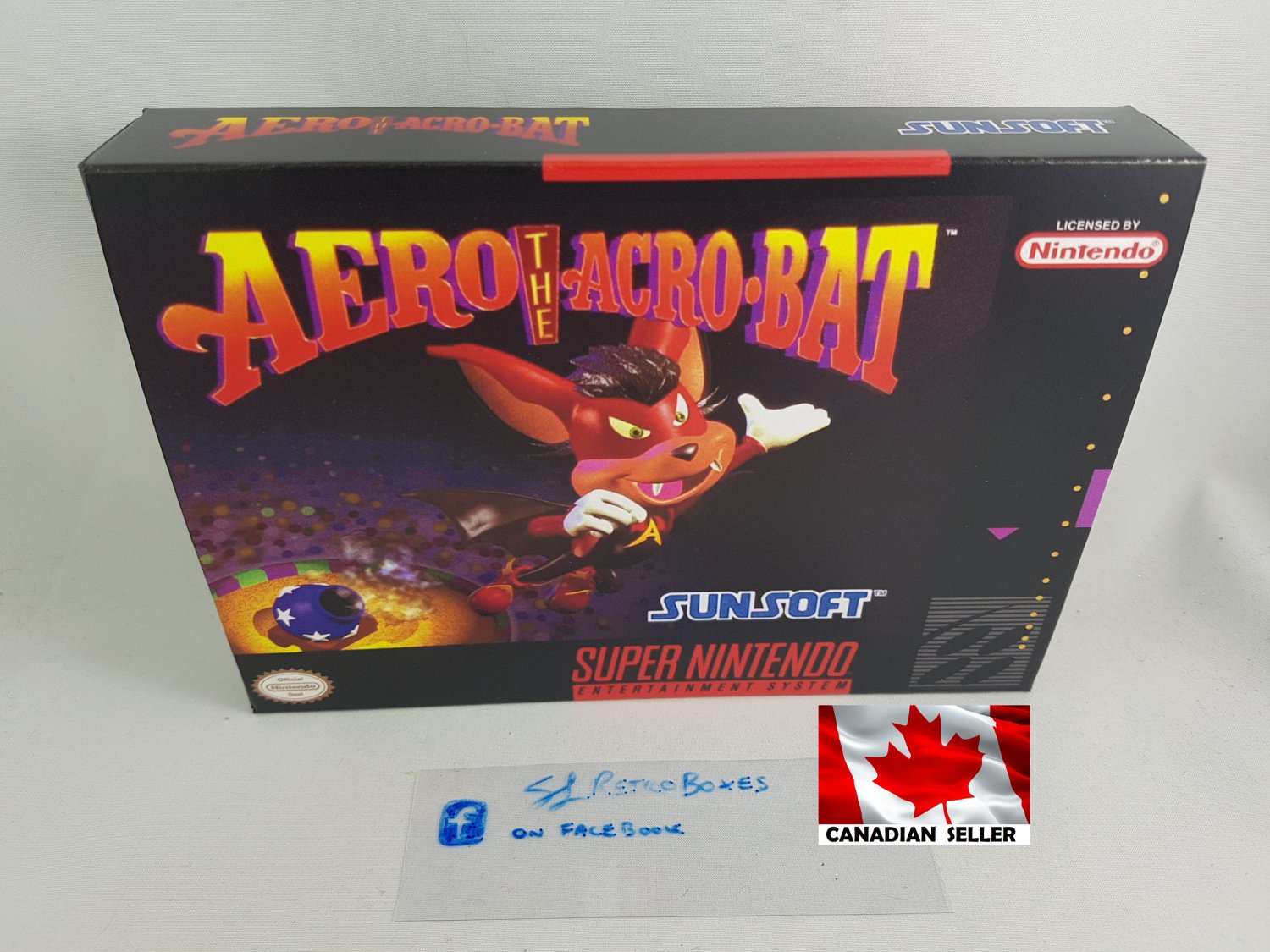 AERO THE ACRO-BAT - SNES, Super Nintendo Custom Box optional w/ Insert Tray & PVC Protector