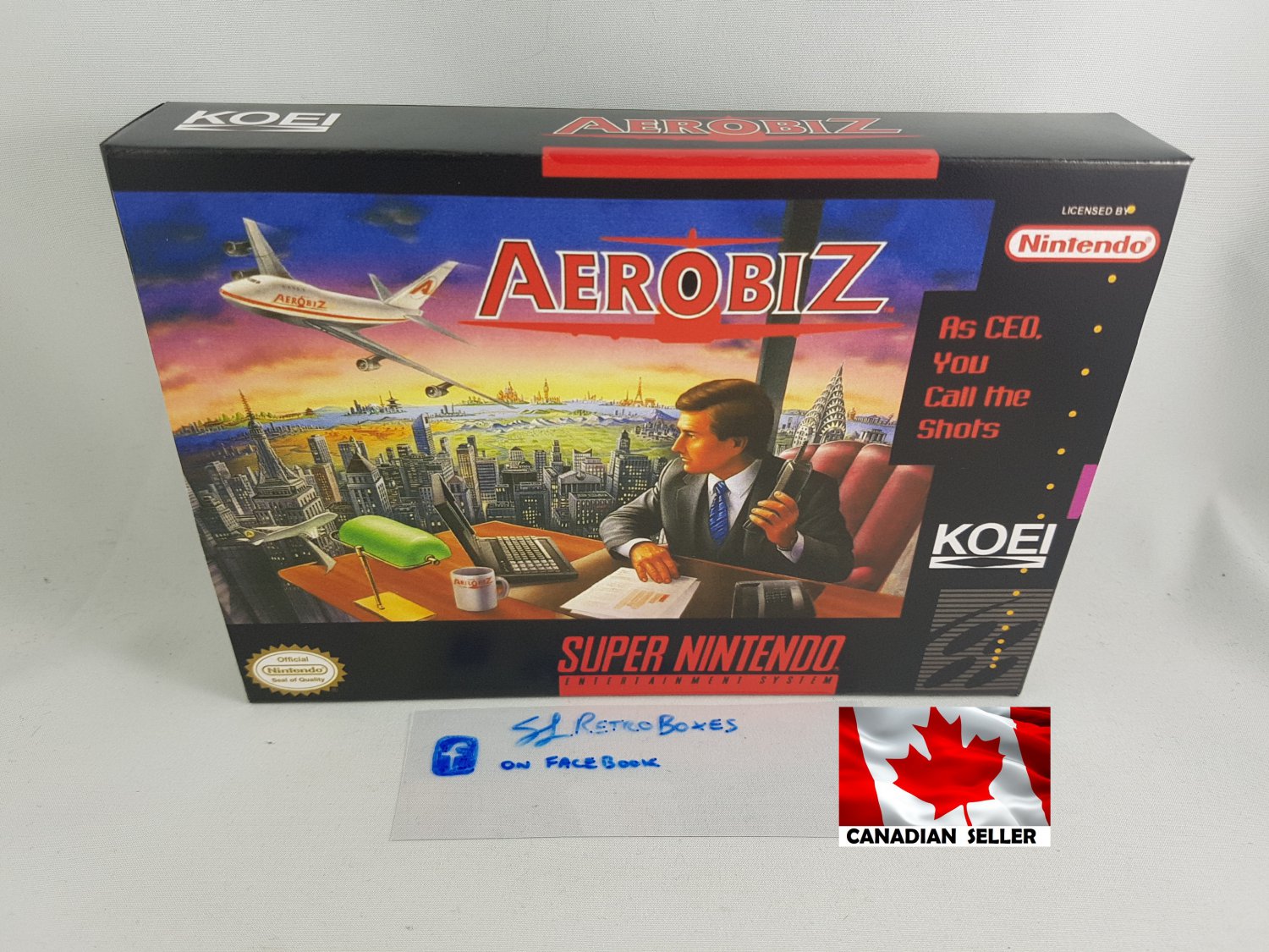 AEROBIZ - SNES, Super Nintendo Custom Replacement Box optional w/ Insert Tray & PVC Protector