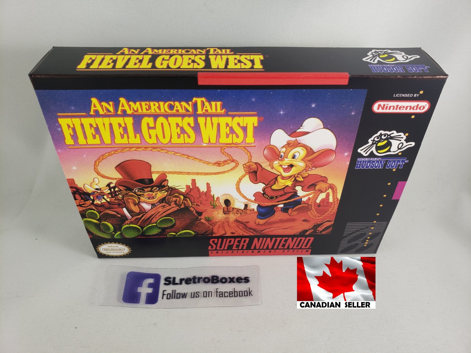 AMERICAN TAIL: FIEVEL GOES WEST - SNES, Super Nintendo Custom Box w/ Insert Tray & PVC Protector