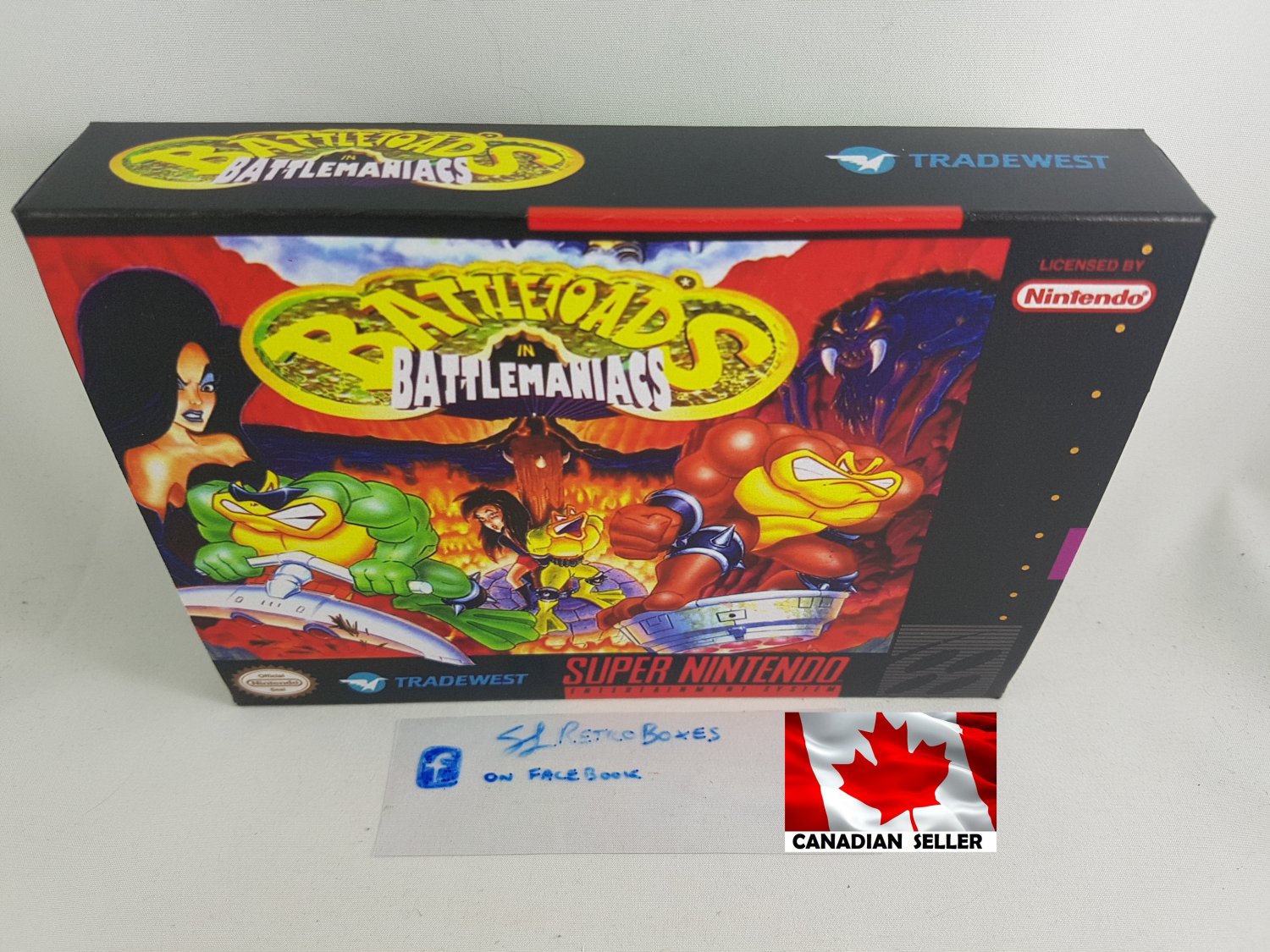 BATTLETOADS IN BATTLEMANIACS - SNES, Super Nintendo Custom Box w/ Insert Tray & PVC Protector