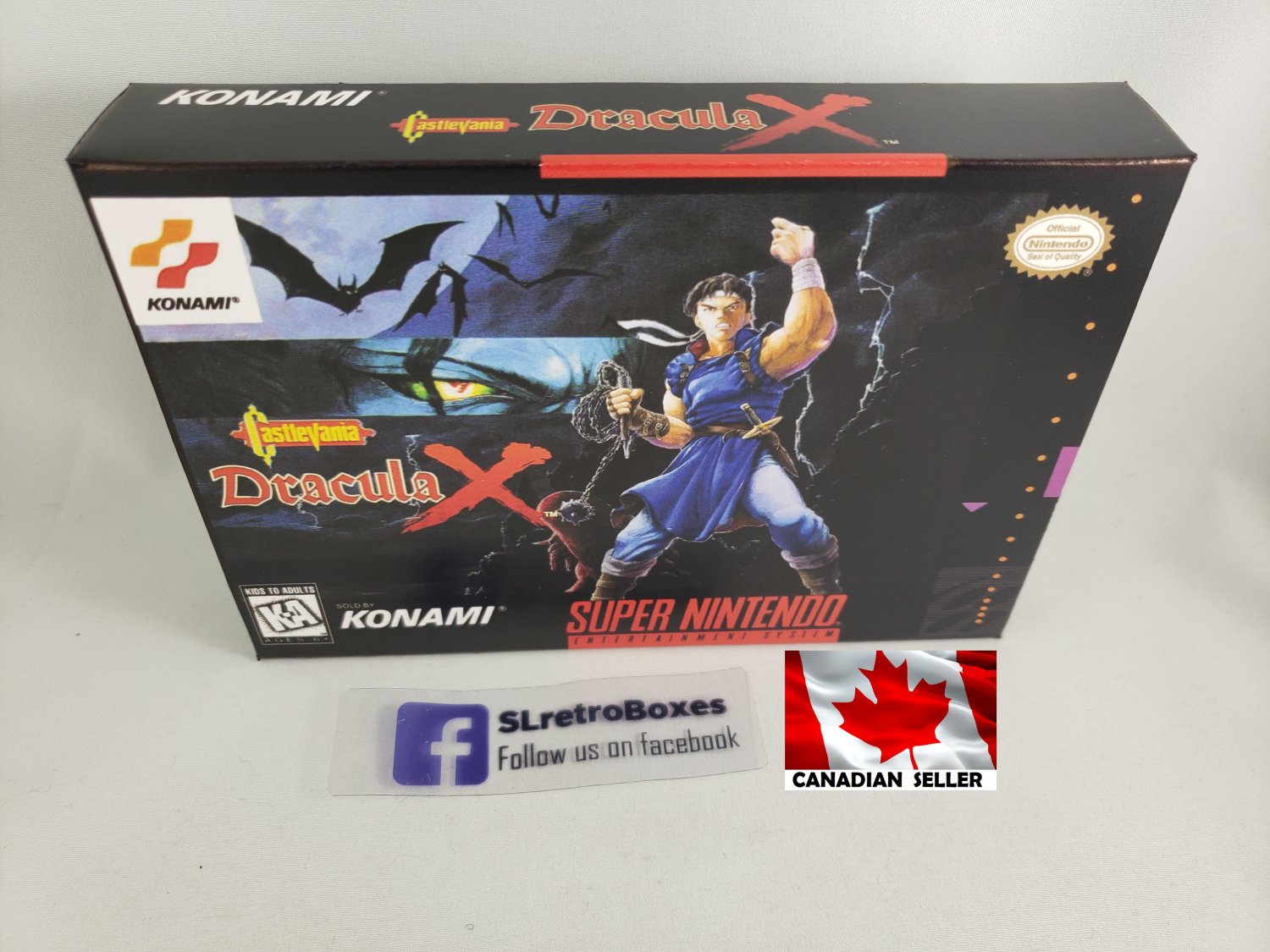 CASTLEVANIA DRACULA X - SNES, Super Nintendo Custom Box optional w/ Insert Tray & PVC Protector