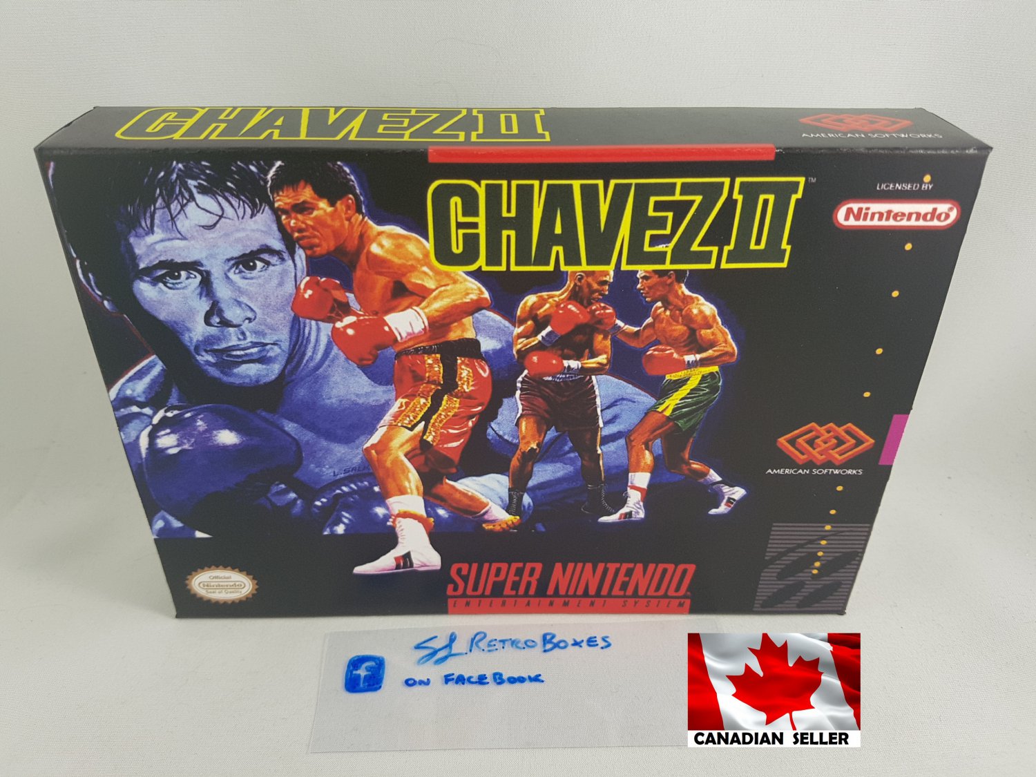 CHAVEZ 2 - SNES, Super Nintendo Custom Replica Box optional w/ Insert Tray & PVC Protector