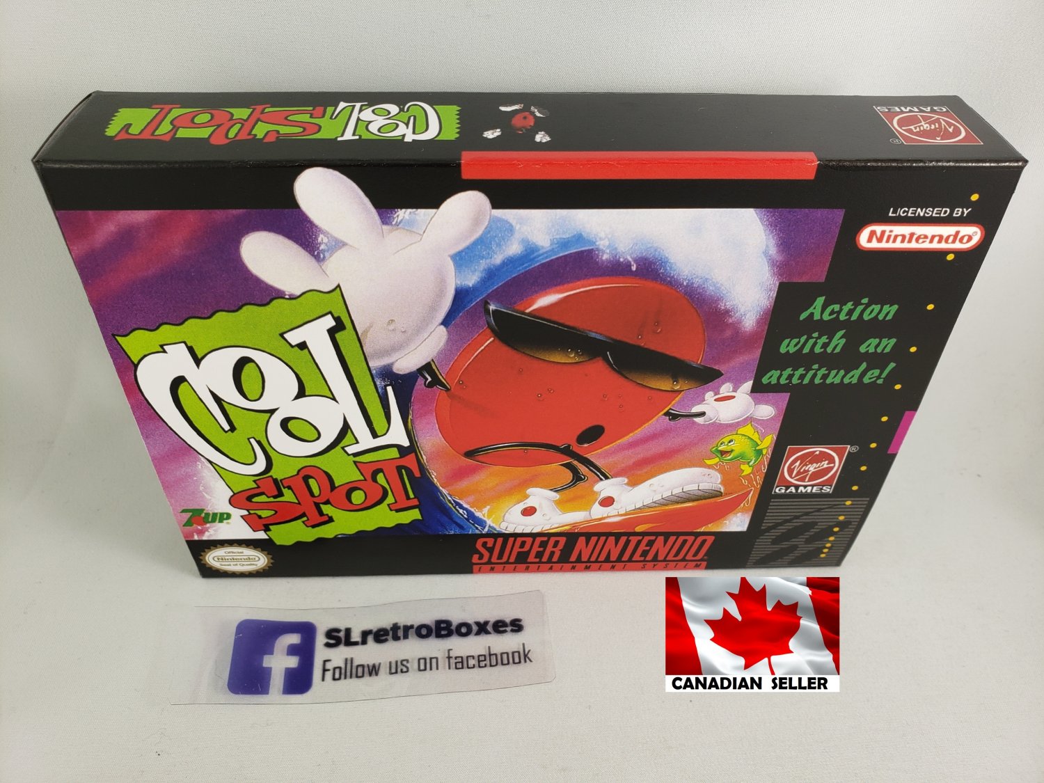 COOL SPOT - SNES, Super Nintendo Custom Replacement Box optional w/ Insert Tray & PVC Protector