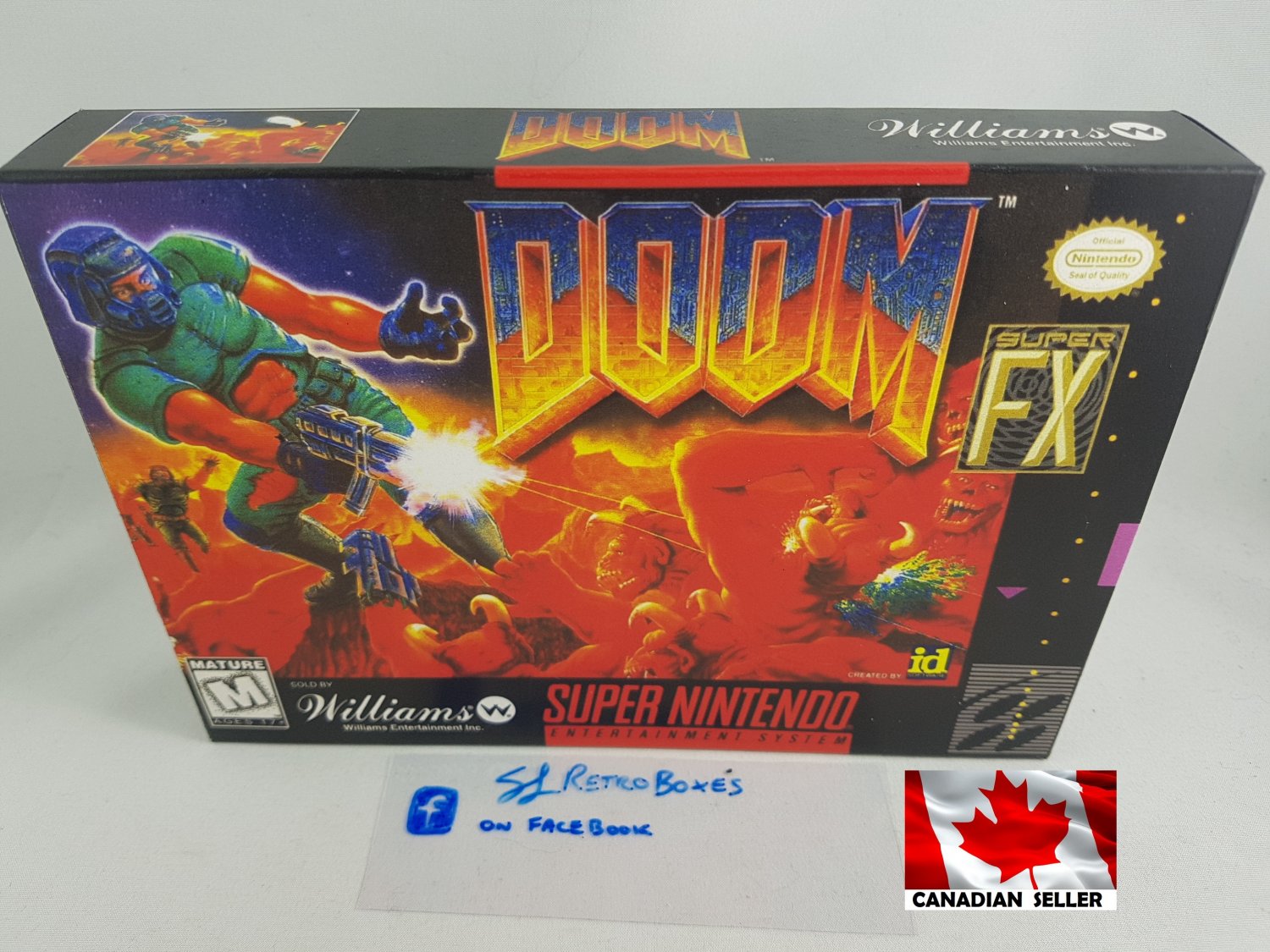 DOOM - SNES, Super Nintendo Custom Replacement Box optional w/ Insert Tray & PVC Protector