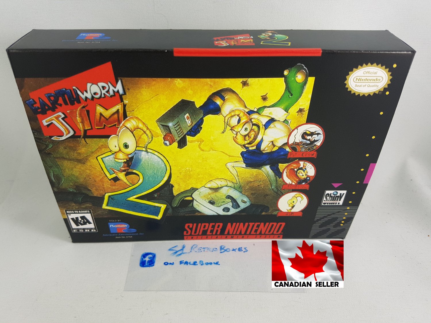 EARTHWORM JIM 2 - SNES, Super Nintendo Custom Box optional w/ Insert Tray & PVC Protector