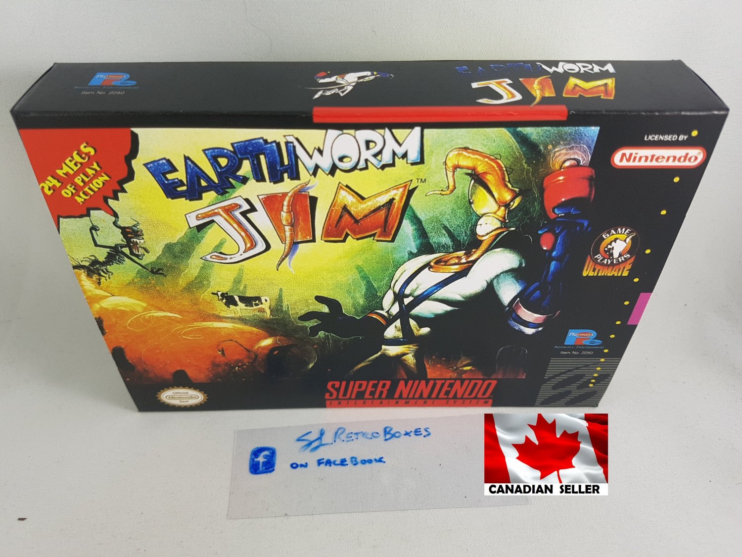 EARTHWORM JIM - SNES, Super Nintendo Custom Box optional w/ Insert Tray & PVC Protector
