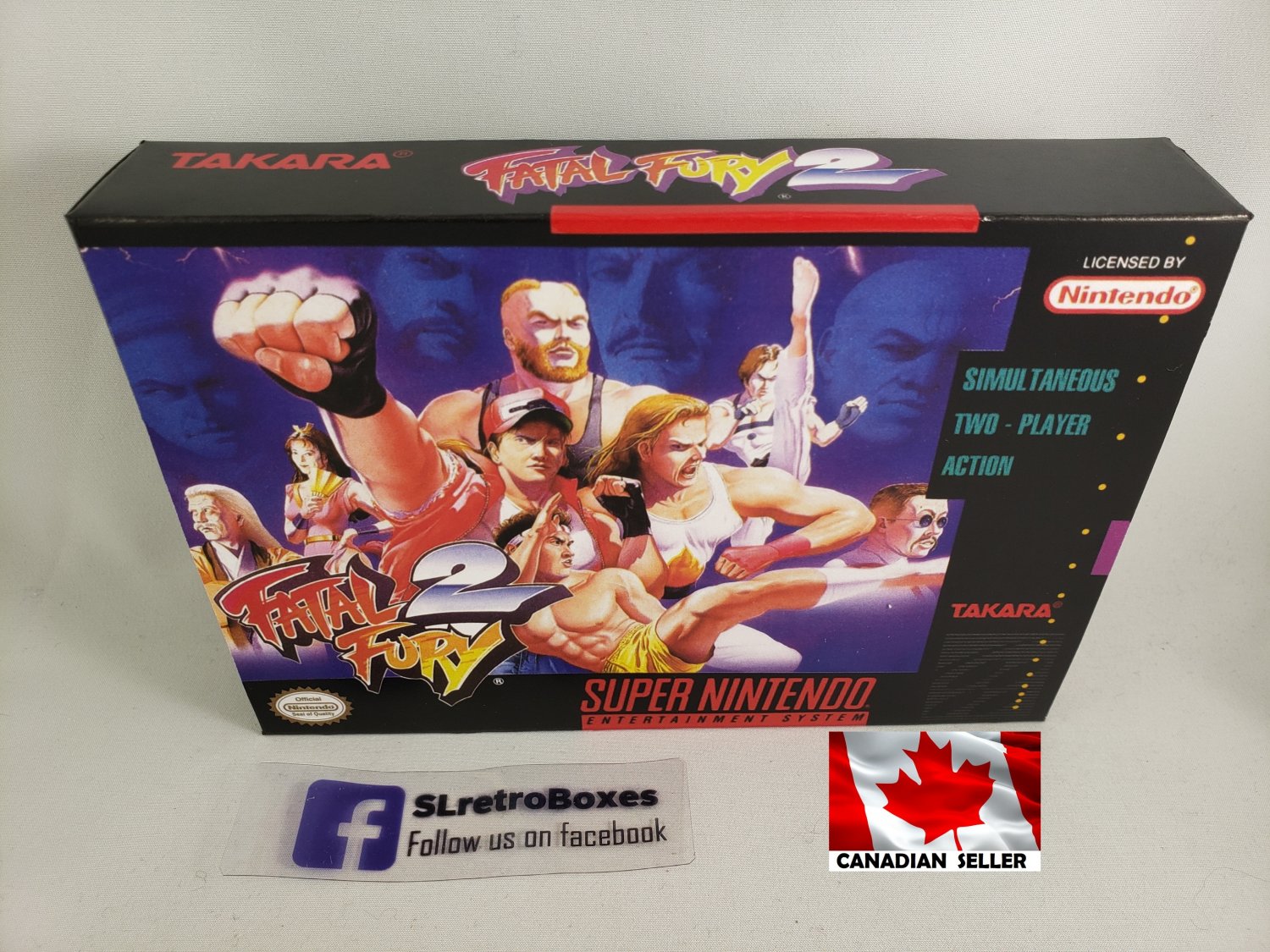 FATAL FURY 2 - SNES, Super Nintendo Custom Replacement Box optional w/ Insert Tray & PVC Protector