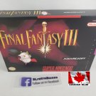 FINAL FANTASY III - SNES, Super Nintendo Custom Box optional w/ Insert Tray & PVC Protector FF3