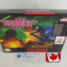 GRADIUS 3 - SNES, Super Nintendo Custom Replacement Box optional w/ Insert Tray & PVC Protector